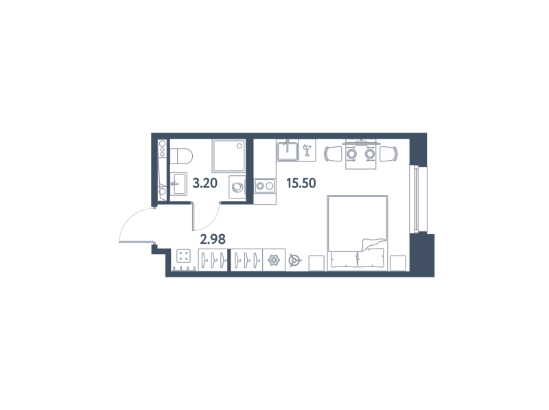 Студия 21,7 м²