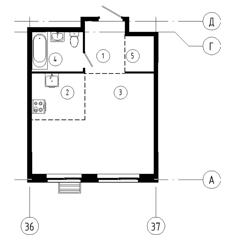 Студия 35,6 м²