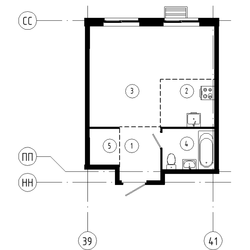 Студия 35 м²