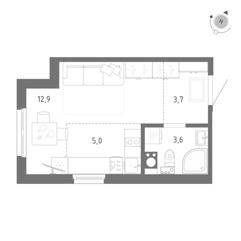 Студия 25,2 м²