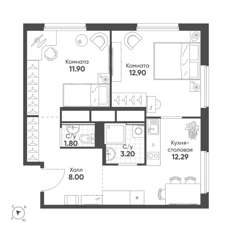 2 ккв 50,1 м²