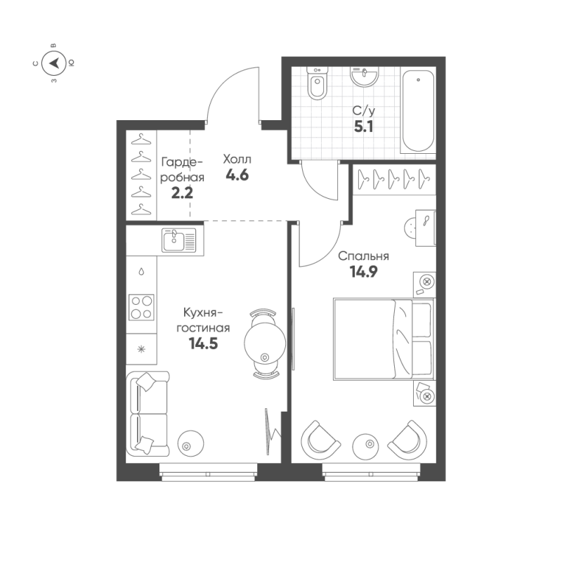 1 ккв 41,3 м²