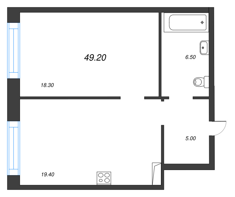 2 ккв (Евро) 49,2 м²