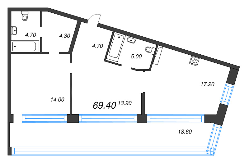 3 ккв (Евро) 69,4 м²