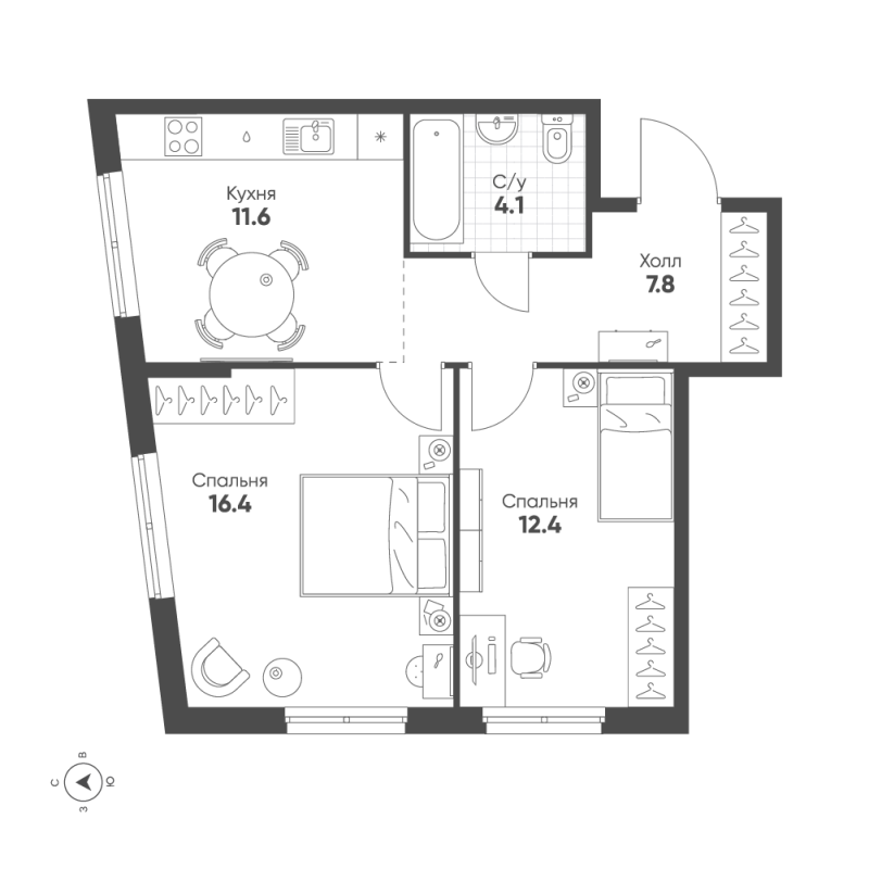 2 ккв 52,3 м²
