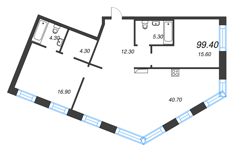 3 ккв (Евро) 99,4 м²