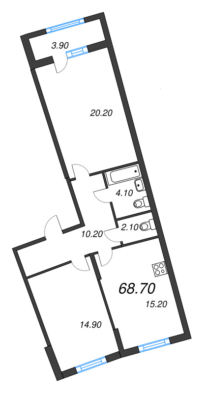 3 ккв (Евро) 68,7 м²