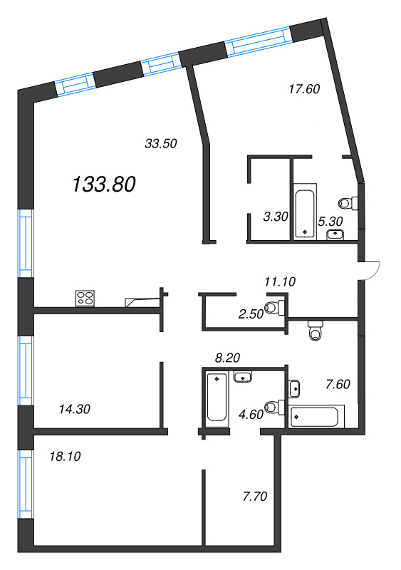 4 ккв (Евро) 133,8 м²
