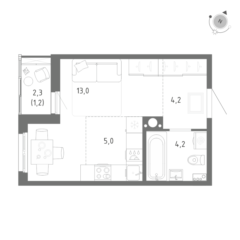 Студия 27,7 м²