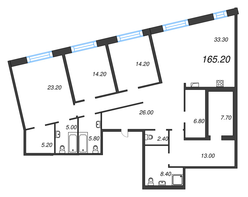 4 ккв (Евро) 165,2 м²