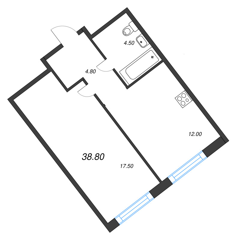 1 ккв 38,8 м²