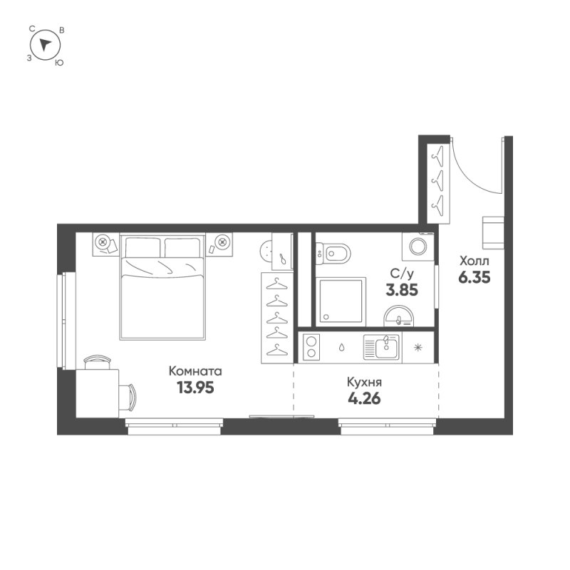 Студия 28,4 м²