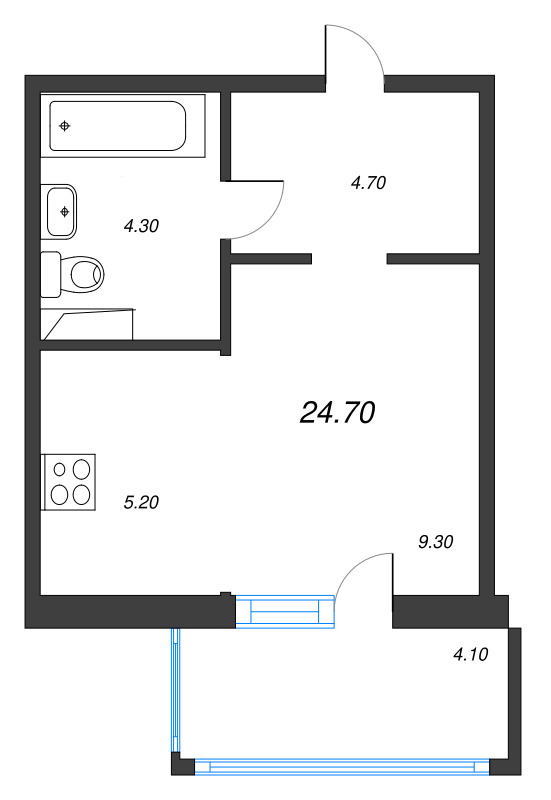 Студия 24,6 м²
