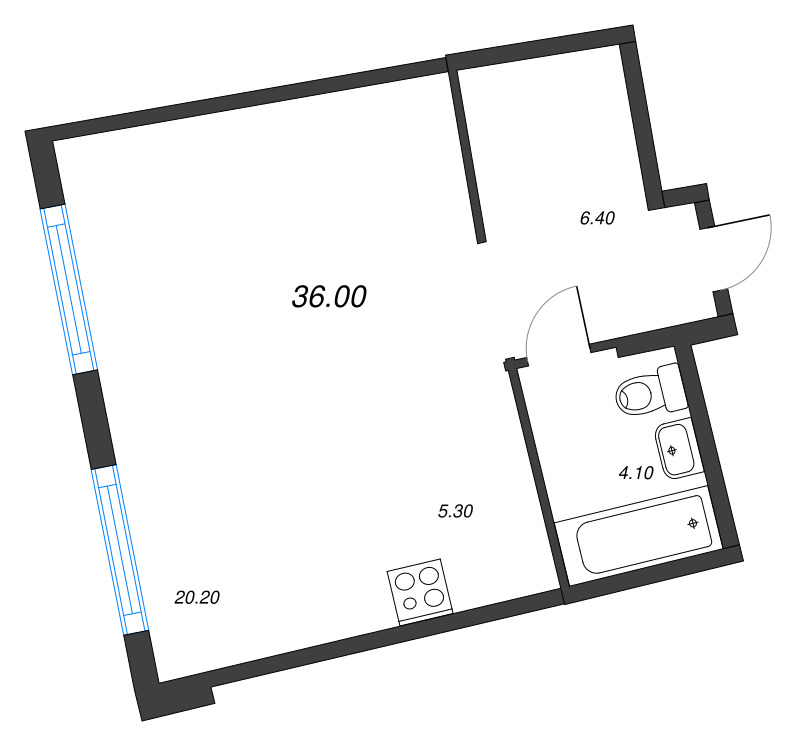 Студия 36 м²