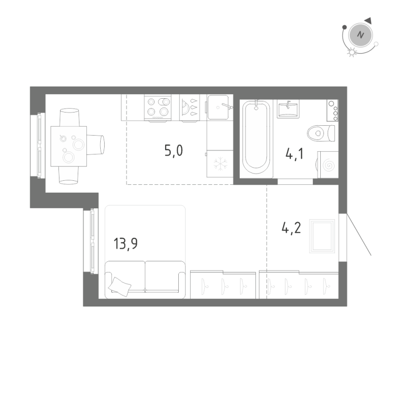 Студия 27,2 м²
