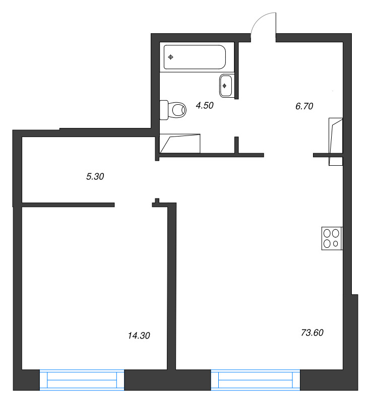 2 ккв (Евро) 52,2 м²