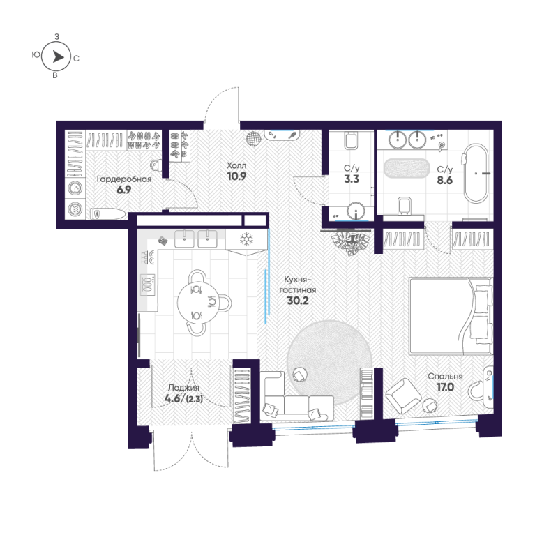 2 ккв (Евро) 79,2 м²