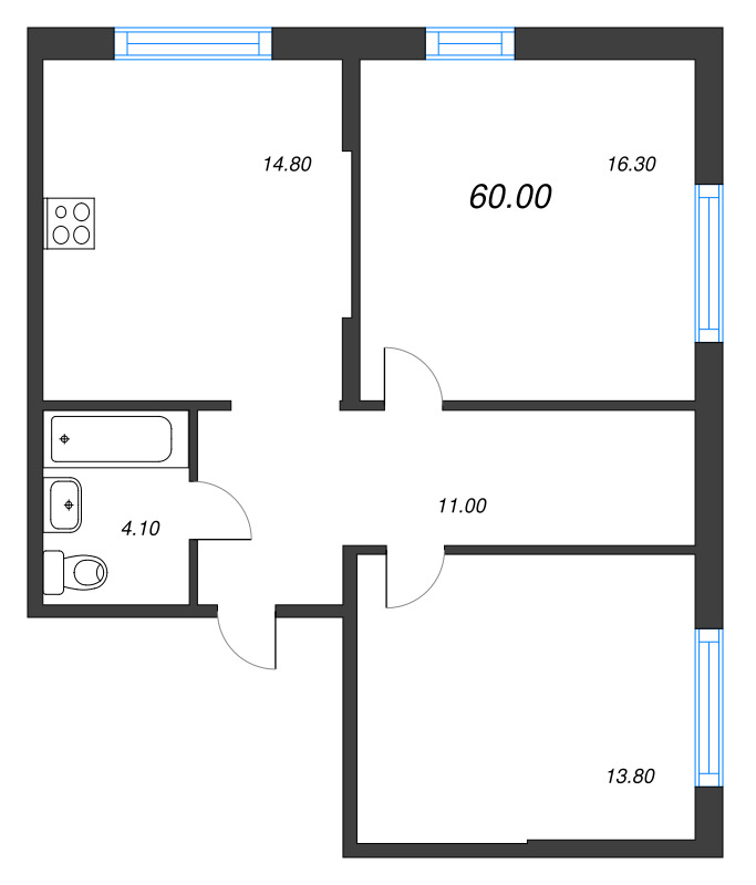 2 ккв 60 м²