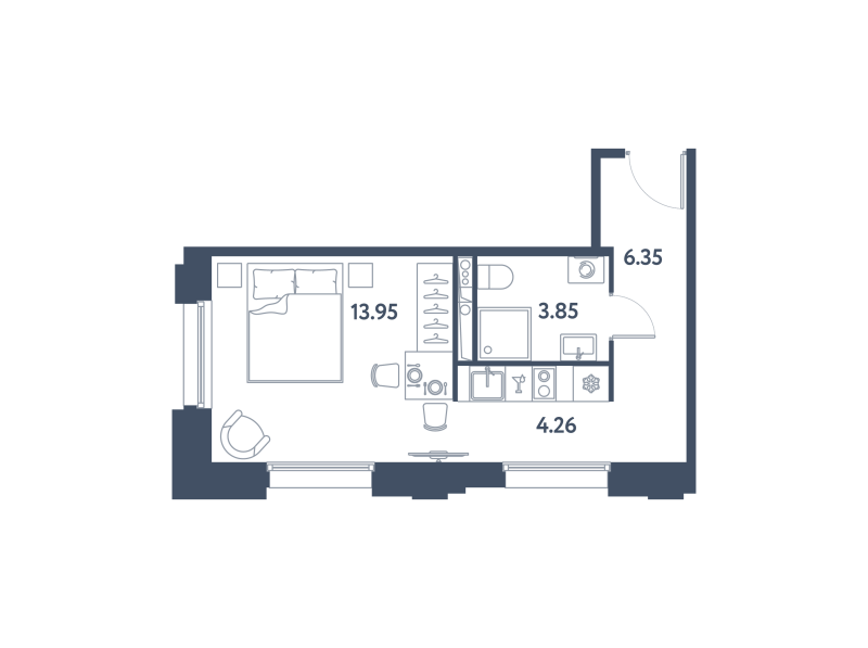 Студия 28,4 м²
