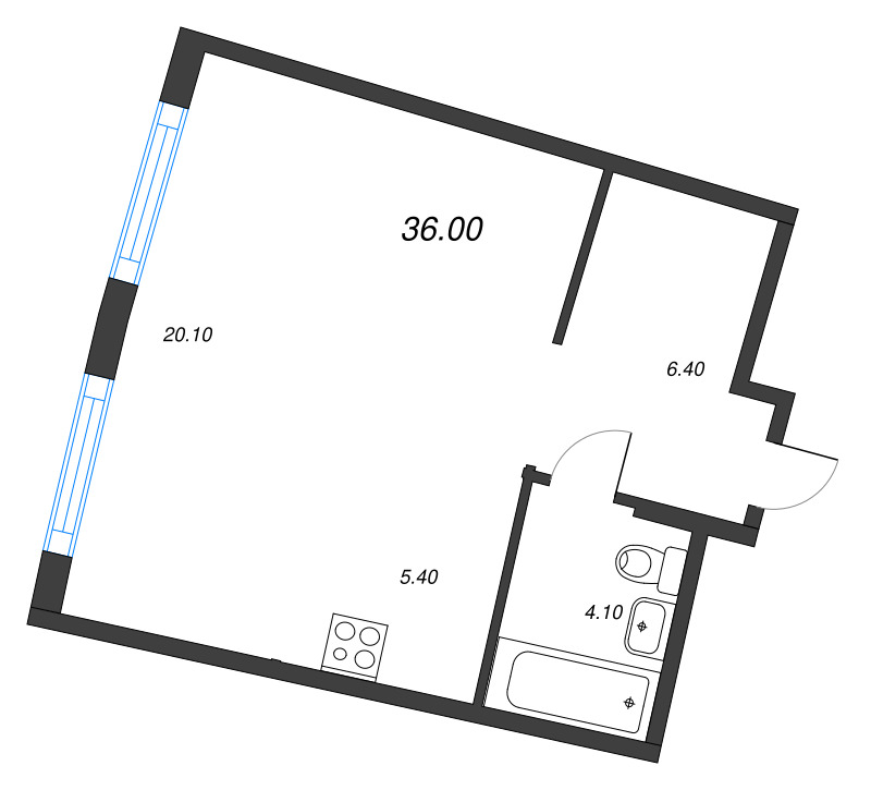 Студия 36 м²