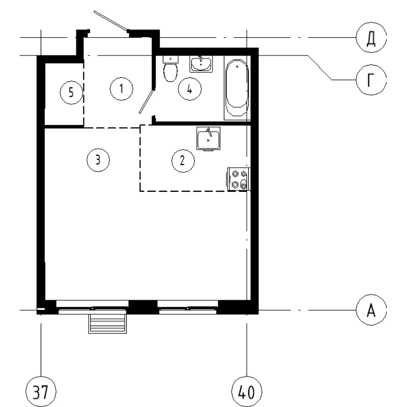 Студия 35,1 м²