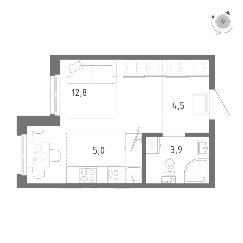 Студия 26,2 м²