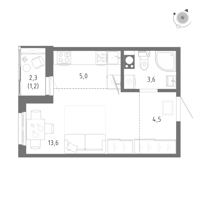 Студия 27,9 м²