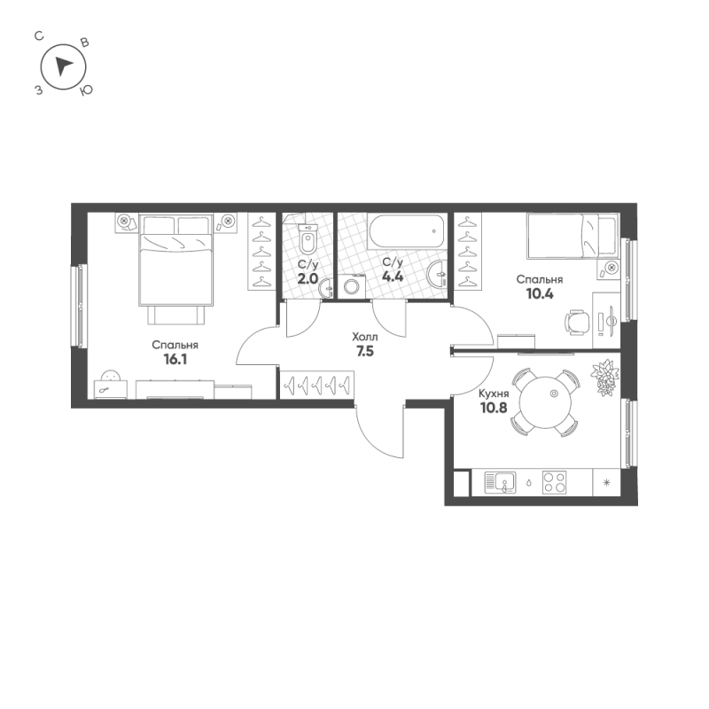 2 ккв 51,2 м²