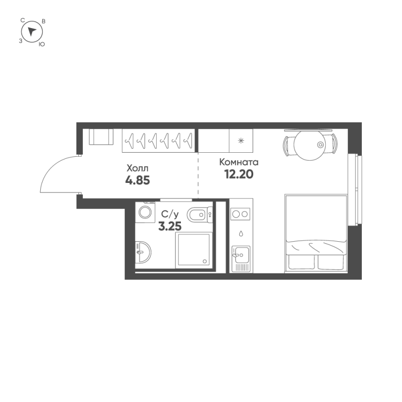 Студия 20,3 м²
