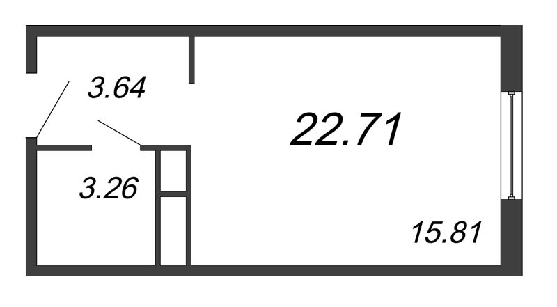 Студия 22,9 м²