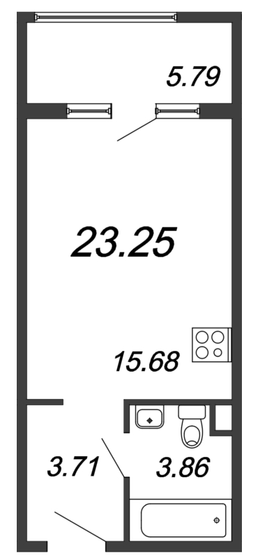 Студия 23,3 м²