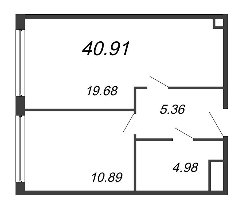 2 ккв (Евро) 40,9 м²