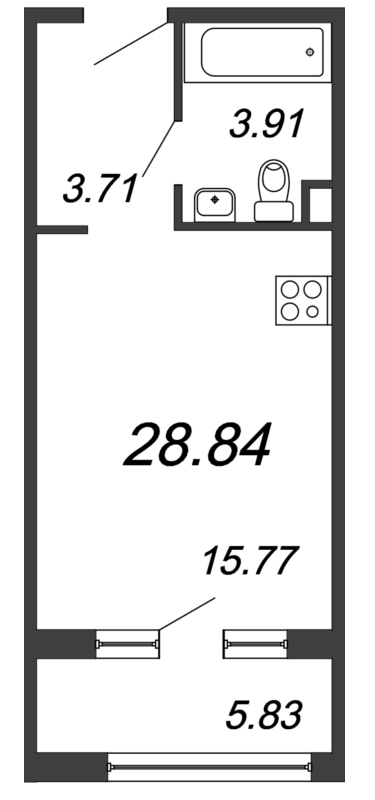 Студия 28,8 м²