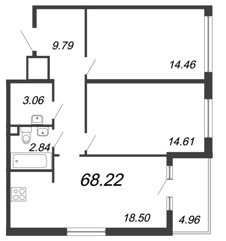 3 ккв (Евро) 68,2 м²