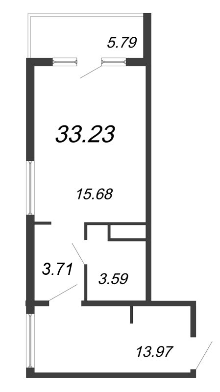 Студия 31,6 м²