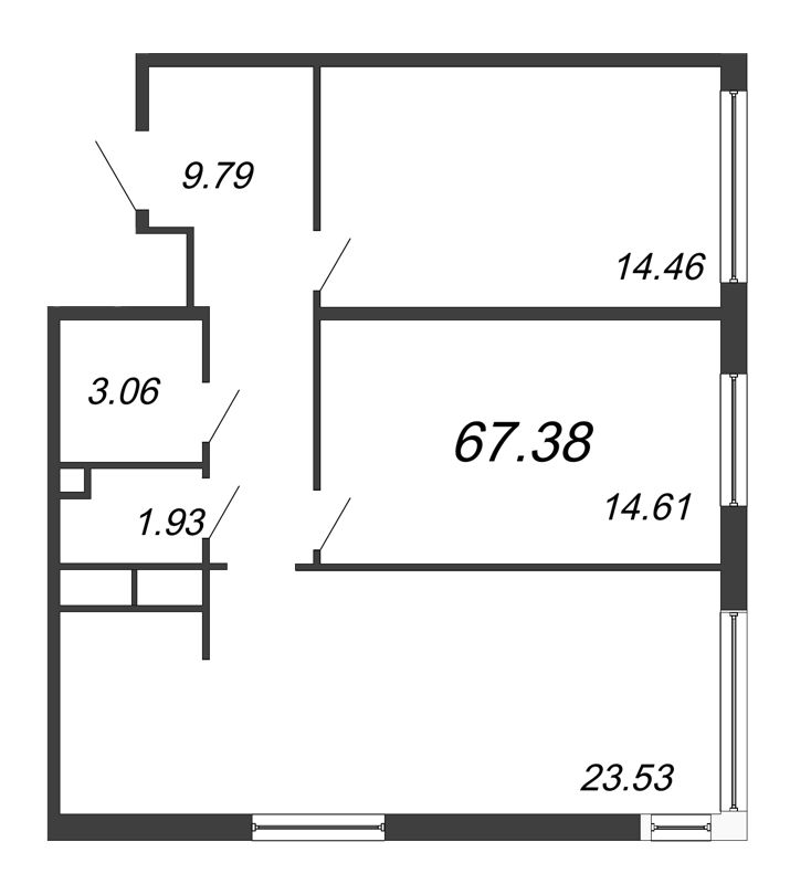 3 ккв (Евро) 67,4 м²