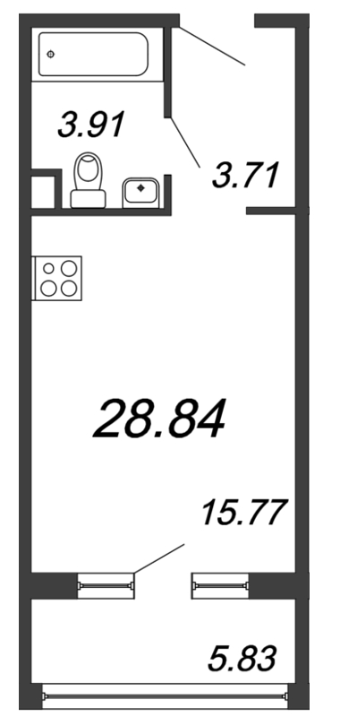 Студия 28,8 м²