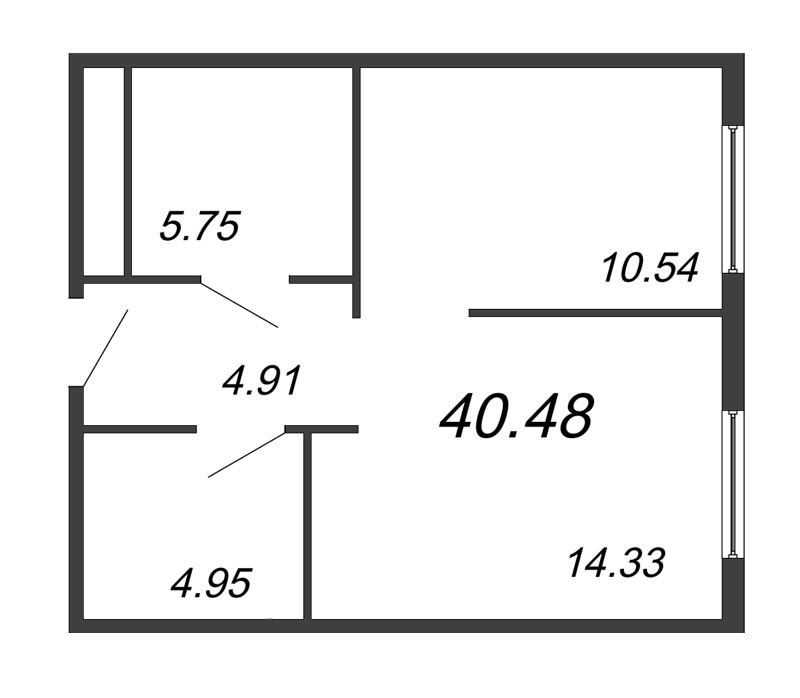 1 ккв 40,5 м²