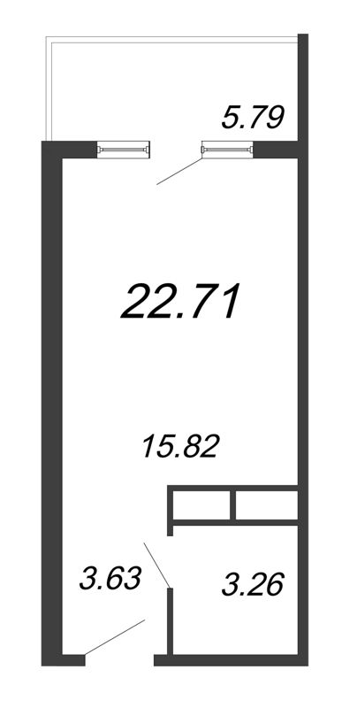 Студия 22,7 м²