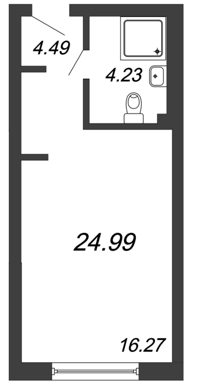 Студия 25,4 м²