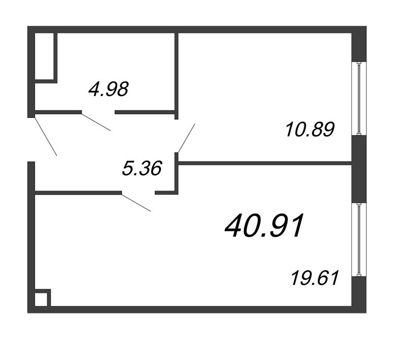 1 ккв 40,9 м²