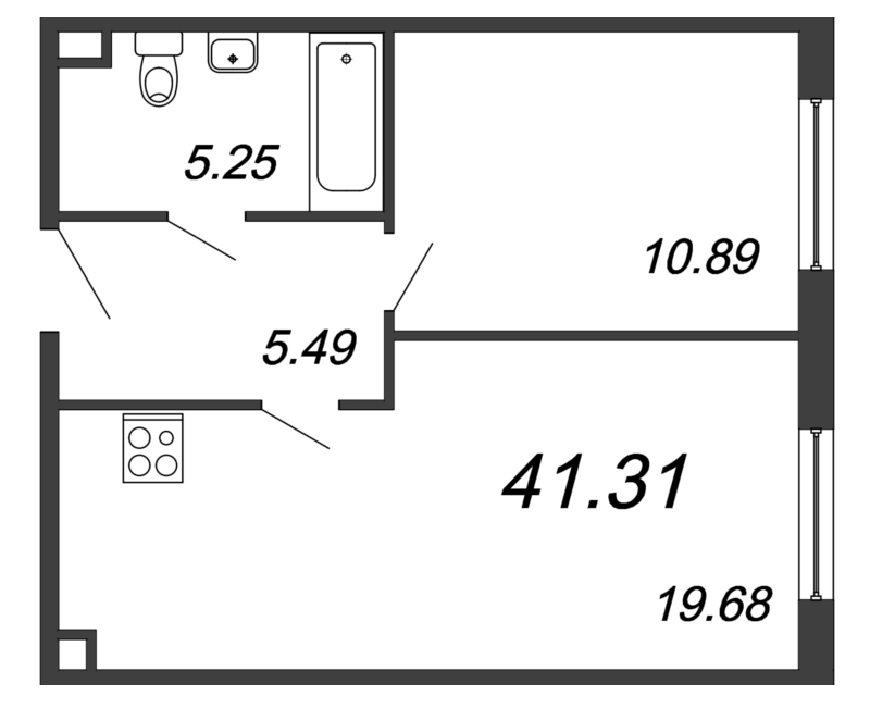 2 ккв (Евро) 41,3 м²