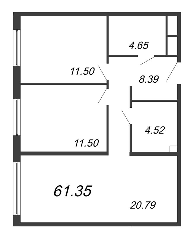 3 ккв (Евро) 61,4 м²