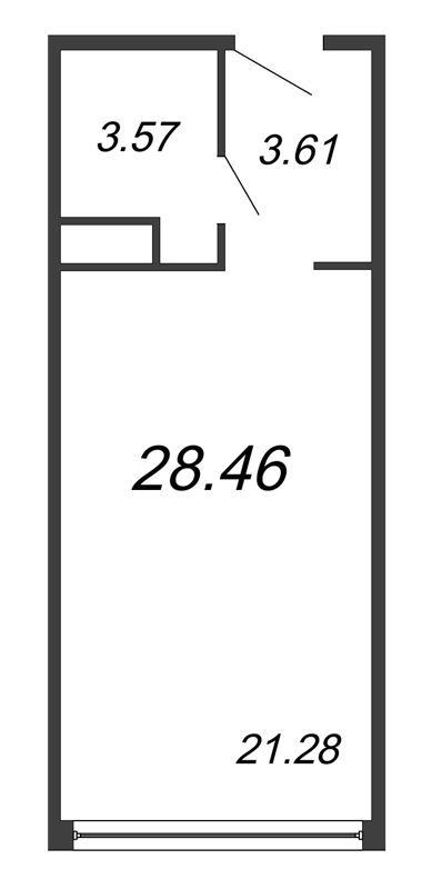 Студия 28,5 м²