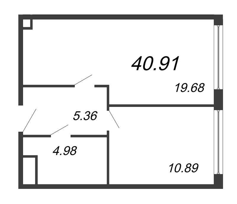 1 ккв 40,9 м²