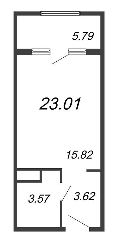 Студия 23 м²