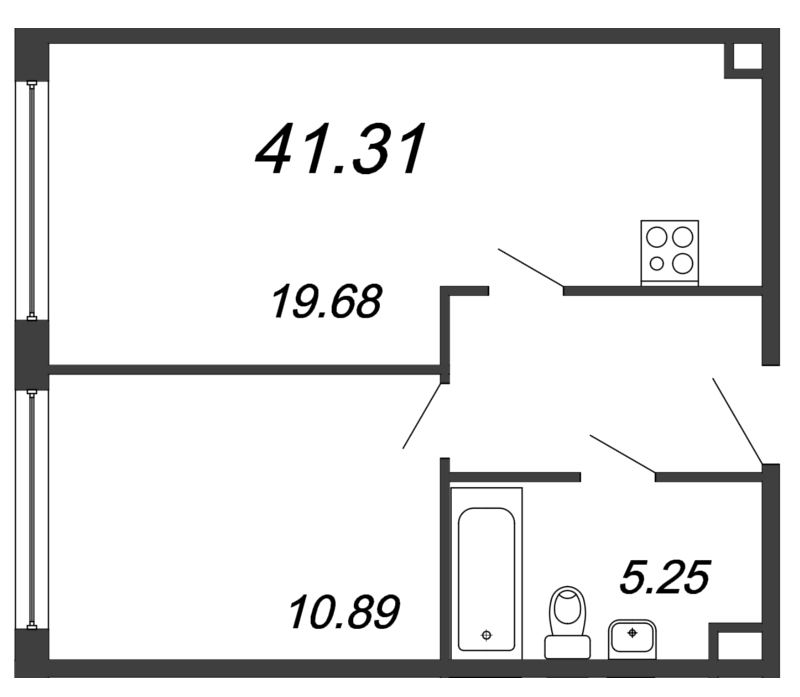 2 ккв (Евро) 41,3 м²
