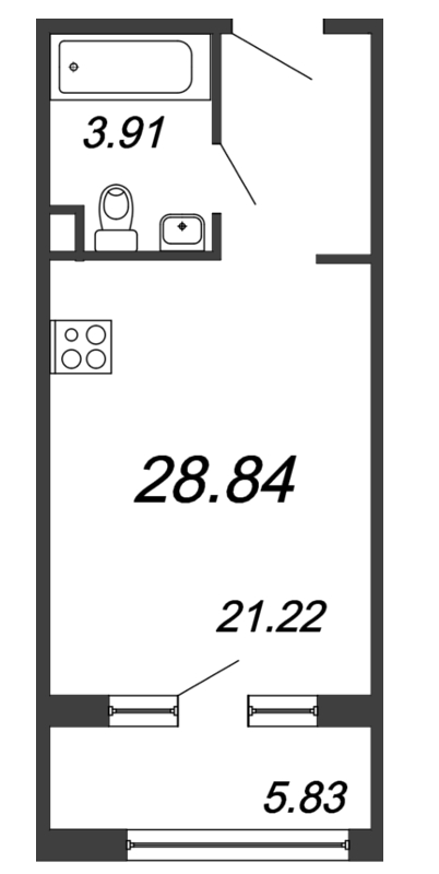 Студия 28,8 м²