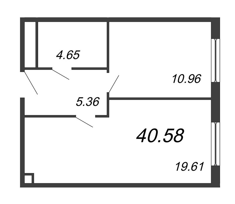 2 ккв (Евро) 40,6 м²