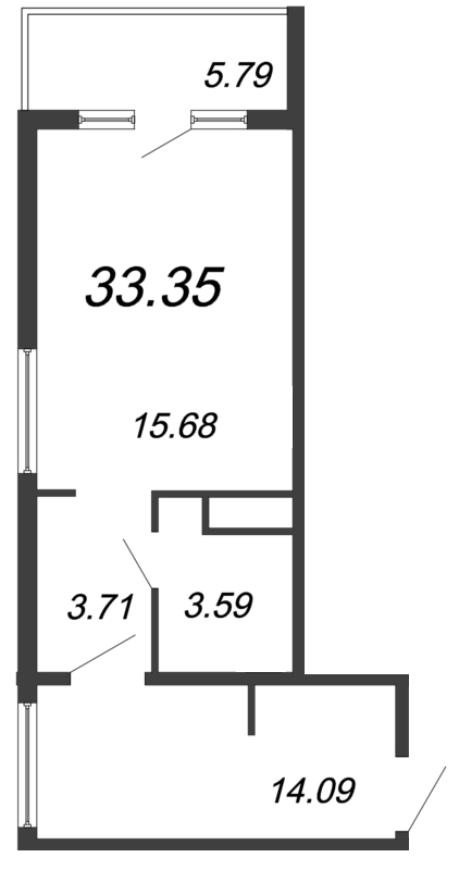 Студия 31,6 м²